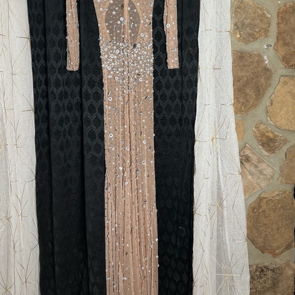 Sheer Elegance Pearl-Studded Gown - Picture 1 of 4